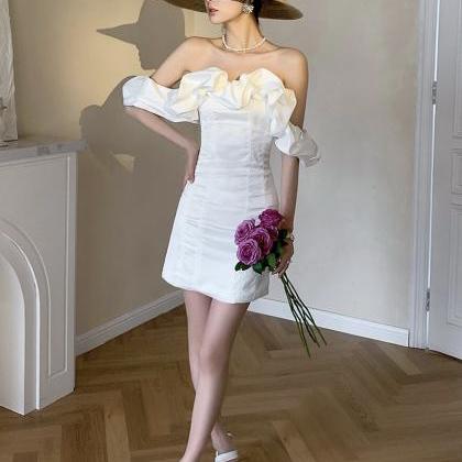 White Off Shoulder Dress, Backless Sexy Little..