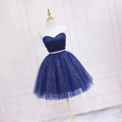 Shiny,strapless Short Homecoming Dress,royal Blue..