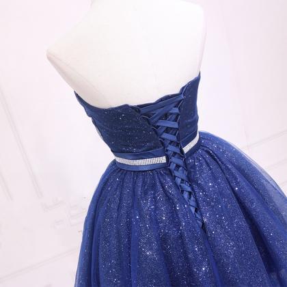 Shiny,strapless Short Homecoming Dress,royal Blue..