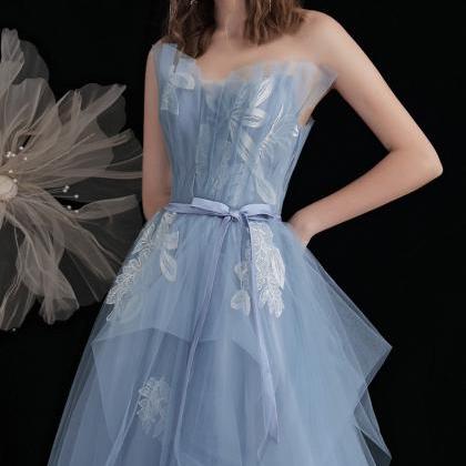 Strapless Prom Dress,sky Blue Party Dresss With..
