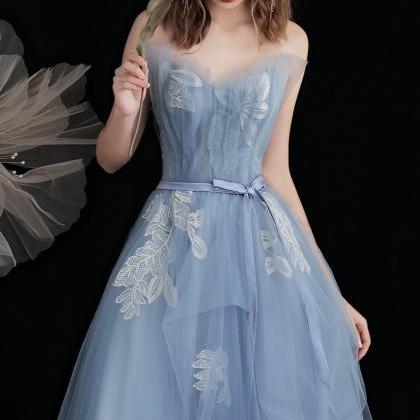 Strapless Prom Dress,sky Blue Party Dresss With..