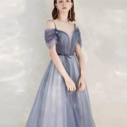 Simple Prom Dress, Blue Dream Dress,custom Made