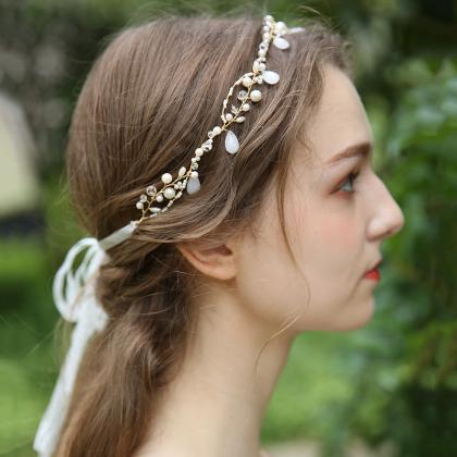 Handmade, Simple Pearl Headband, Romantic..