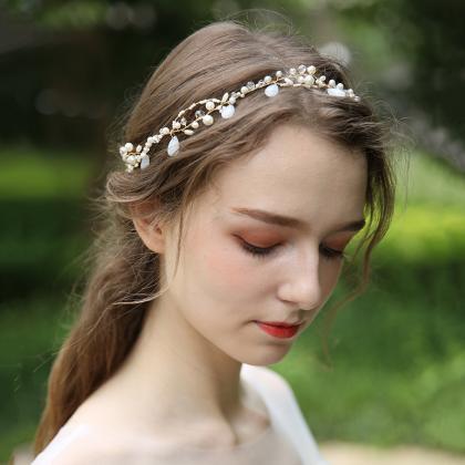Handmade, Simple Pearl Headband, Romantic..