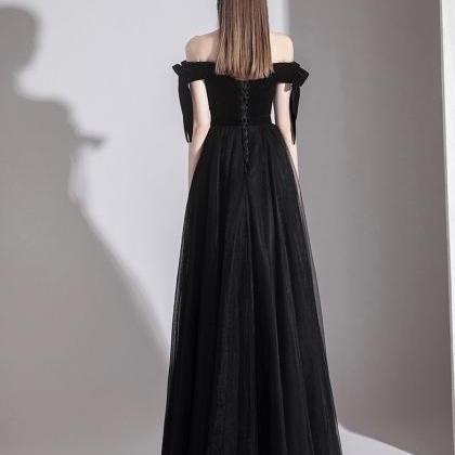 Off Shoulder Black Evening Dress, Sexy, Modern..