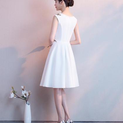 White Evening Dress, Birthday Gown, Sleeveless..