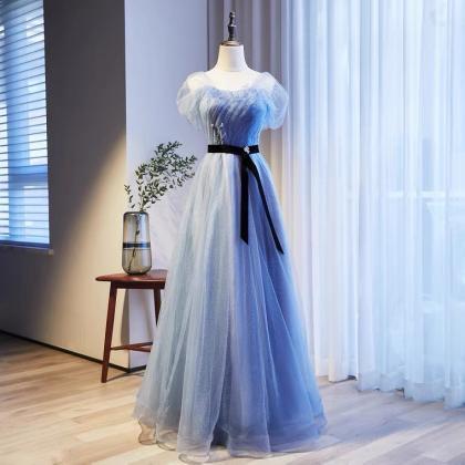 Gemstone Blue Evening Dress, Light Luxury Dress,..