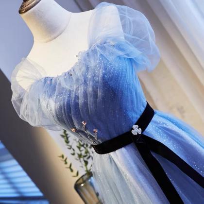 Gemstone Blue Evening Dress, Light Luxury Dress,..
