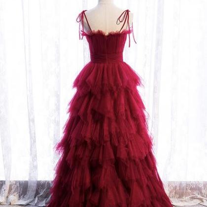 Red Long Dress, Fairy Spaghetti Strap Dress, Cake..
