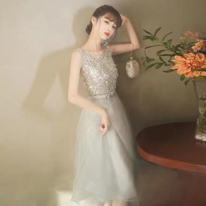Temperament Gray Bridesmaid Dress, Fairy..