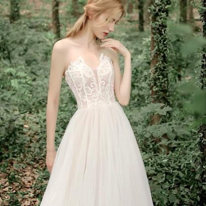 Strapless Lace Light Wedding Dress, Temperament..