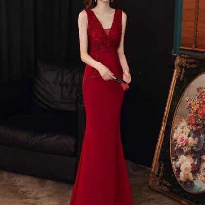 Red Wedding Long Dresses,sexy Mermaid Dresses,..