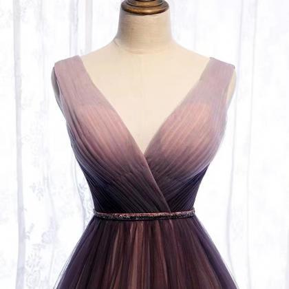 V-neck Evening Dress, Gradient Dress,custom Made