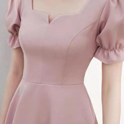 Short Sleeve Party Dress, Pink Bridesmaid Dress,..