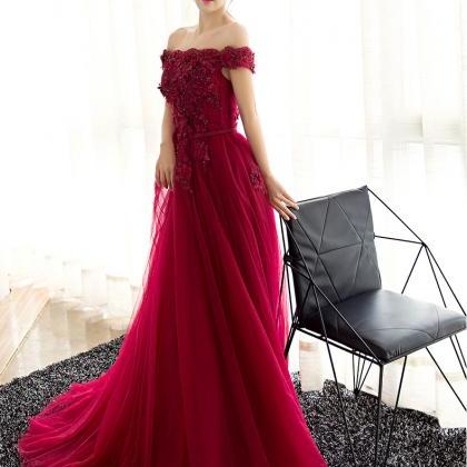 Red Prom Dress, Off Shoulder Bridesmaid Dress,..