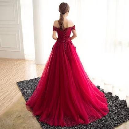 Red Prom Dress, Off Shoulder Bridesmaid Dress,..