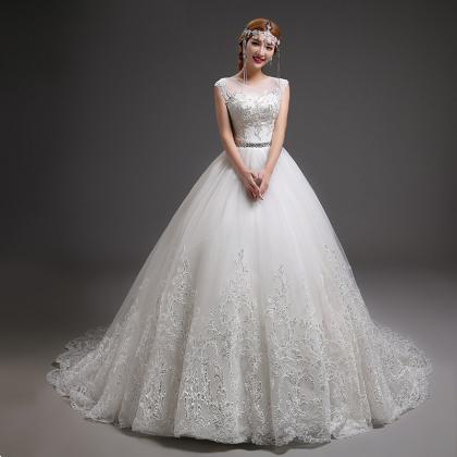 Lace Wedding Dress, White Tail Wedding Dress,..