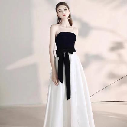 Strapless Prom Dress, Fairy Long Party Dress,black..