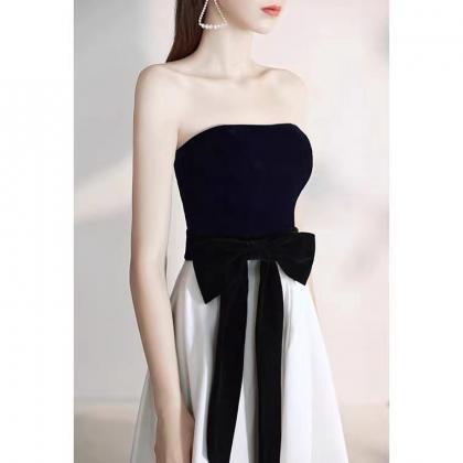 Strapless Prom Dress, Fairy Long Party Dress,black..
