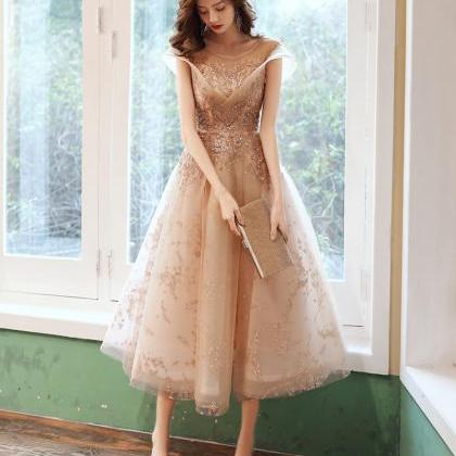 Champagne Evening Dress, Fairy Homecoming Dress,..
