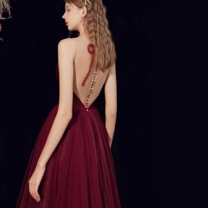 Summer, Red Wedding Dress, Elegant Prom..