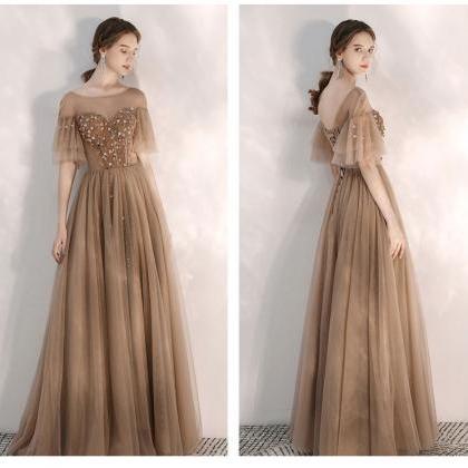 O-neck Evening Dress, Fairy Temperament Prom..