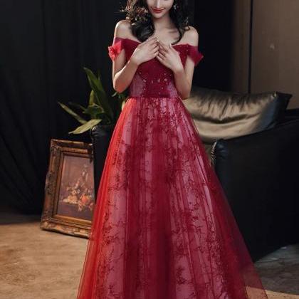 Red Prom Dress, Temperament, Noble Party Dress,..
