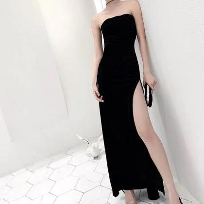 Little Strapless Evening Dress, Sexy Black Velvet..