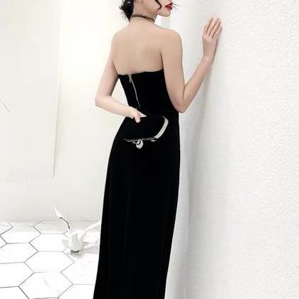 Little Strapless Evening Dress, Sexy Black Velvet..