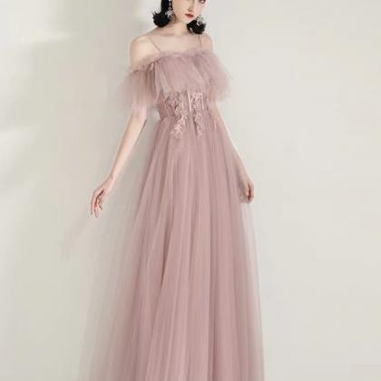 Pink Bridesmaid Dress, Simple And Generous Party..