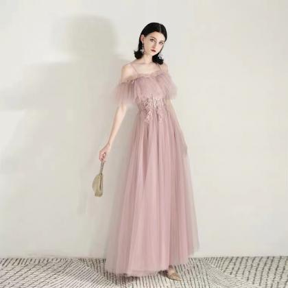 Pink Bridesmaid Dress, Simple And Generous Party..