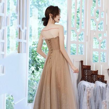 Champagne Prom Dresses, Strapless Party Dresses,..