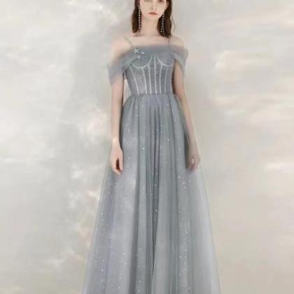 Off-the-shoulder Bridesmaid Dresses, Starry Blue..
