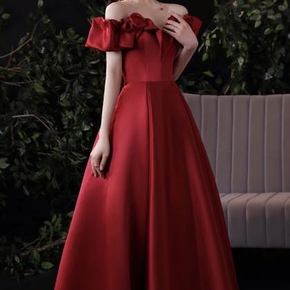Summer, Red Prom Dress, Elegant Satin Socialite..