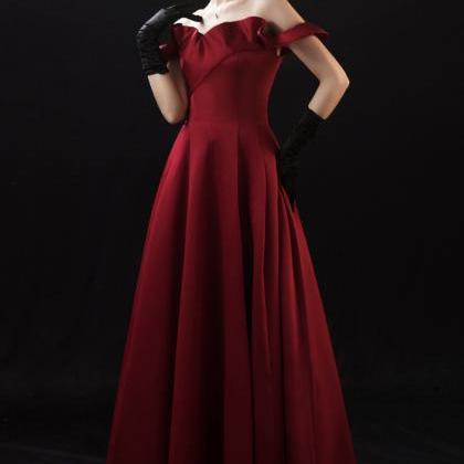 Burgundy Prom Dress, Socialite Style Satin..