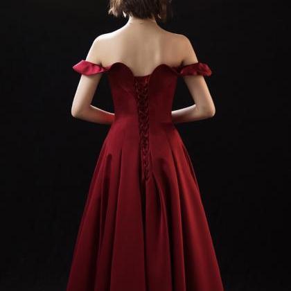 Burgundy Prom Dress, Socialite Style Satin..