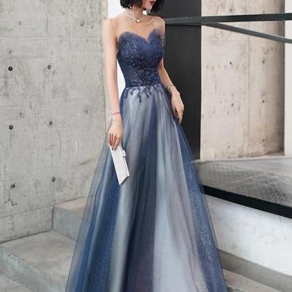 Strapless Evening Dress, Blue Fairy Dress, Light..