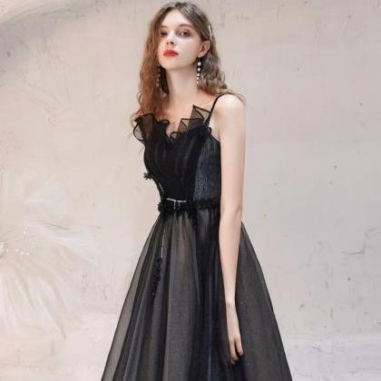 Black Prom Dress, Simple, Elegant Halter Neck..