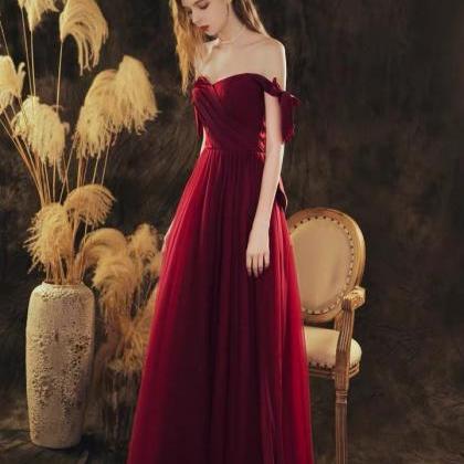 Long Tulle Prom Dress, Simple , Generous Party..