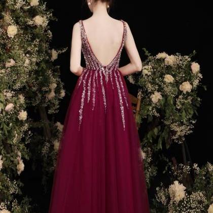 Light Luxury Prom Dress, V-neck Evening Dress,..