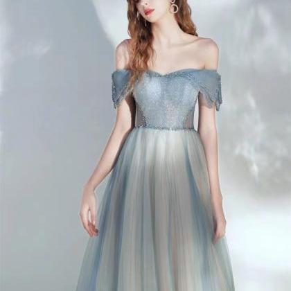 Blue Bridesmaid Dress, Fairy Prom Gown,off..