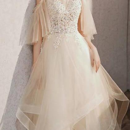 White Evening Dress, Halter Fairy Tulle Prom..