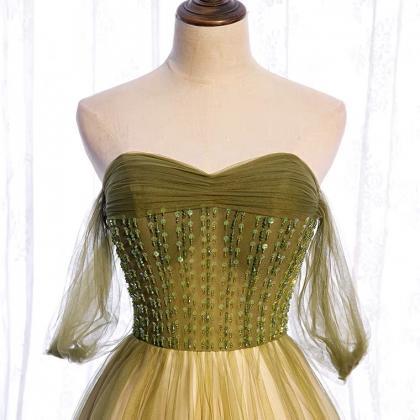 Green Evening Dress, Temperament Long Fairy Dress,..