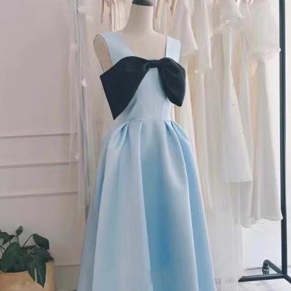 Sleeveless Homecoming Dress, Blue Bridesmaid..