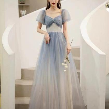 Fairy evening dress, blue star long..