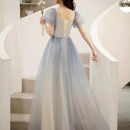 Fairy evening dress, blue star long..