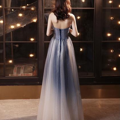 Star Blue Party Dress, Strapless Prom Dress,custom..