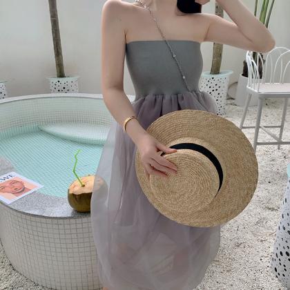 Vacation, Temperament, Strapless Dress, Sexy Tulle..