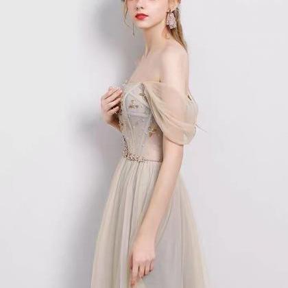 Champagne Bridesmaid Dress, Fairy Spghetti Strap..