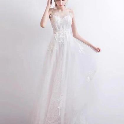 White Dress, Bridal Light Dress,spaghetti Strap..
